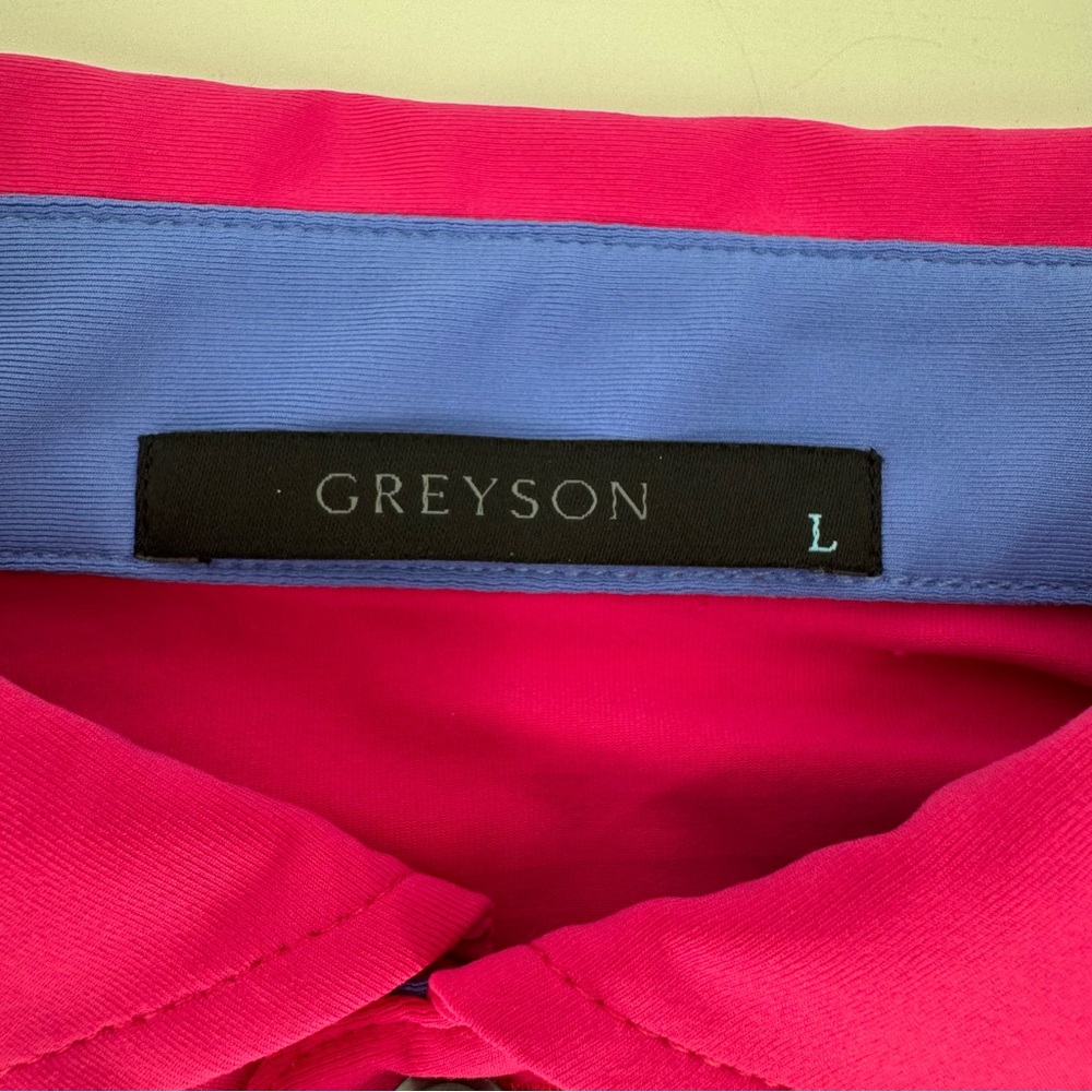 Greyson Men's Large Cayuse Barbie Core Pink Glasseye Short Sleeve Polo NWT - Picture 4 of 8